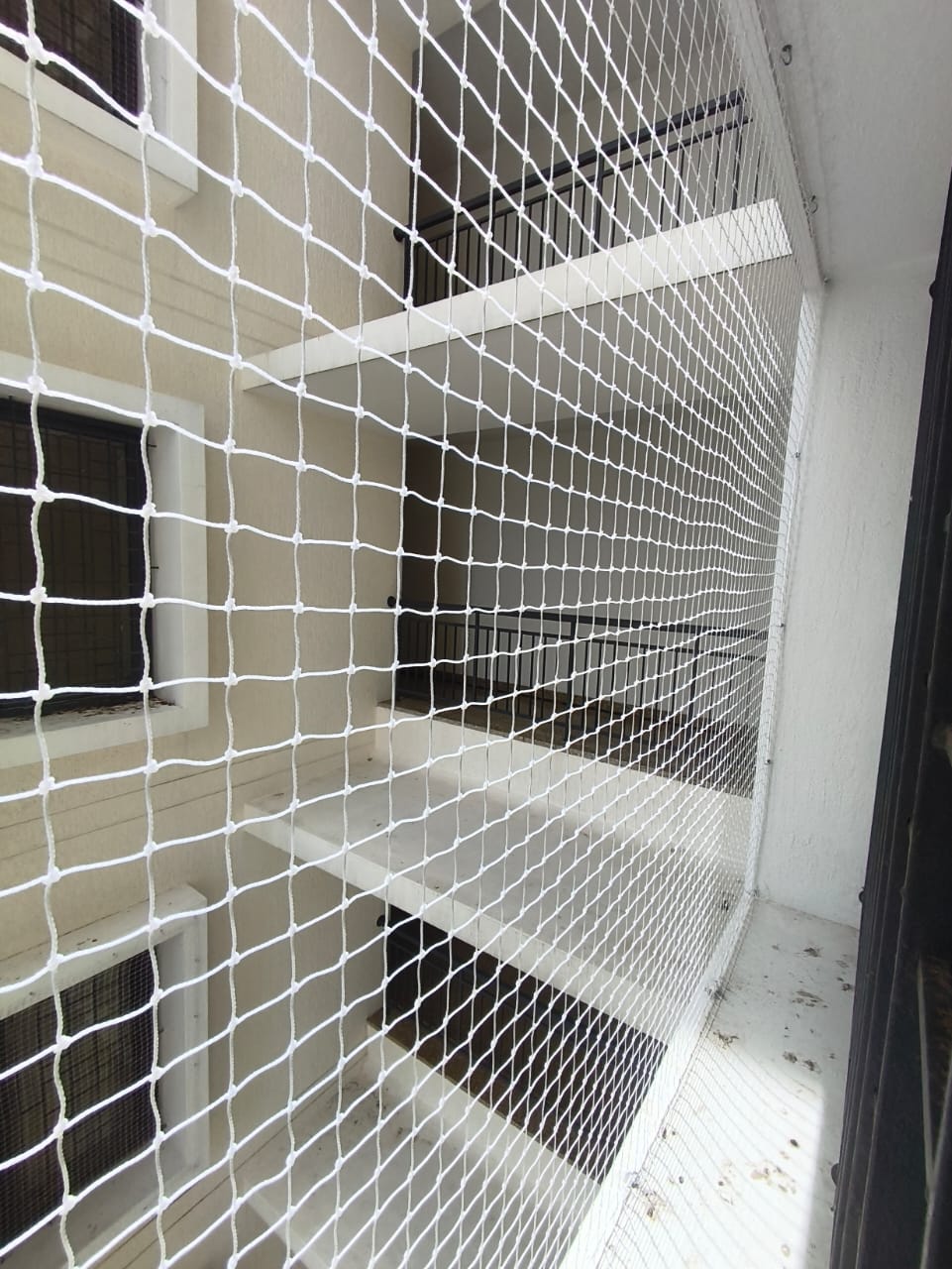 Close-up of balcony safety net